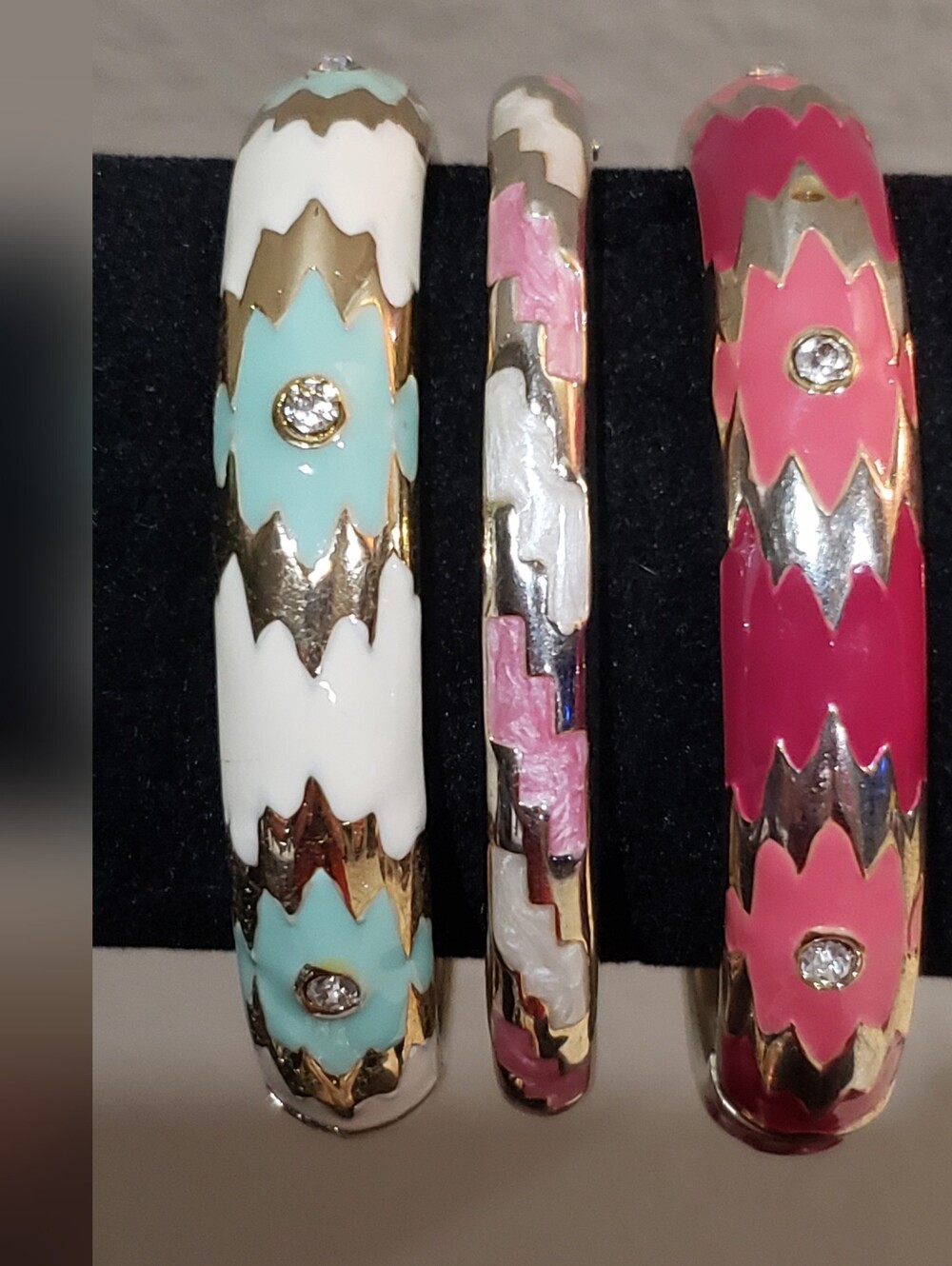 Bundle Set of 3 Southwestern Style Enamel Hinge Vintage Bracelets *PRICE FIRM*